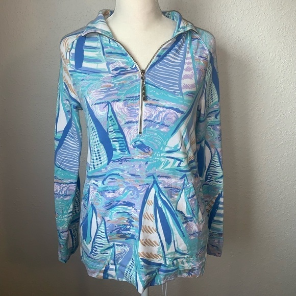 Lily Pulitzer Aboat Time Skipper Popover Blue Size XXS - Picture 2 of 6